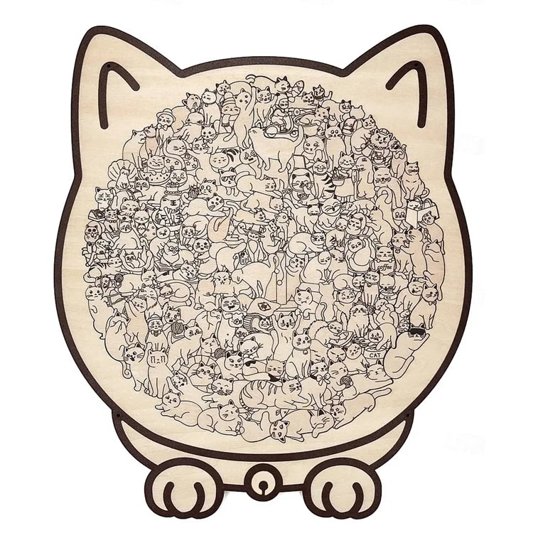 Cat-Shaped Wooden Puzzle