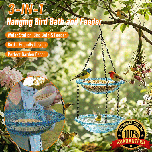 🌳 TreeSpirit - 2-in-1 Dual Tray Hanging Bird Feeder (Food & Water)-Whimsical Garden Art • Effortless Birdwatching