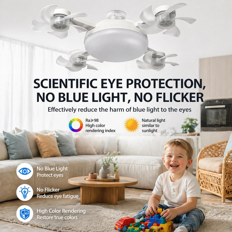 Smart LED Ceiling Fan Light • Ultra Quiet • Flicker-Free • Energy Saving • Space-Saving Design