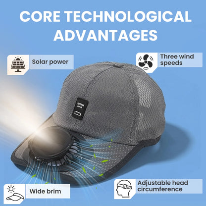 🧢 Solar Breeze Fan Hat-Shade above you - Solar-Powered • Built-in Fan • Stay Cool Anywhere