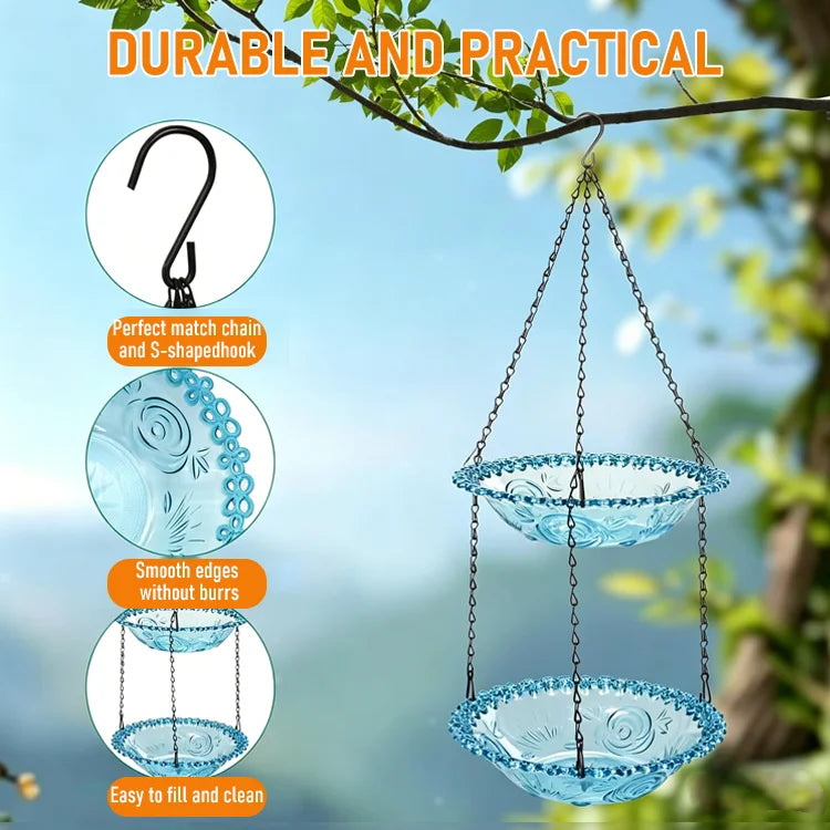🌳 TreeSpirit - 2-in-1 Dual Tray Hanging Bird Feeder (Food & Water)-Whimsical Garden Art • Effortless Birdwatching