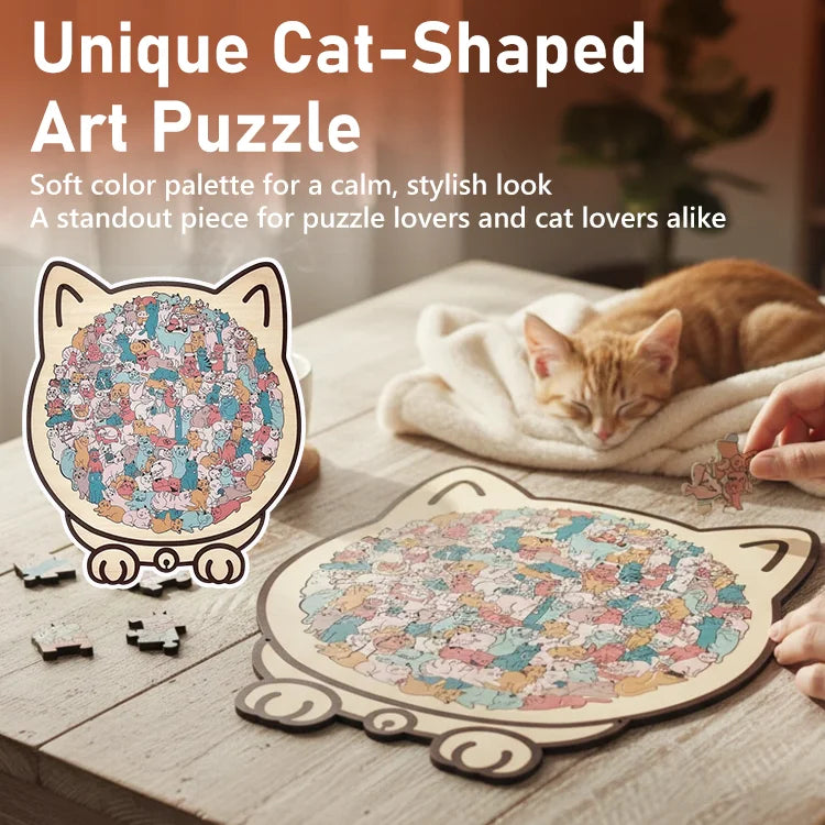 Cat-Shaped Wooden Puzzle