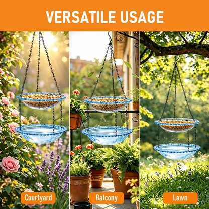 🌳 TreeSpirit - 2-in-1 Dual Tray Hanging Bird Feeder (Food & Water)-Whimsical Garden Art • Effortless Birdwatching