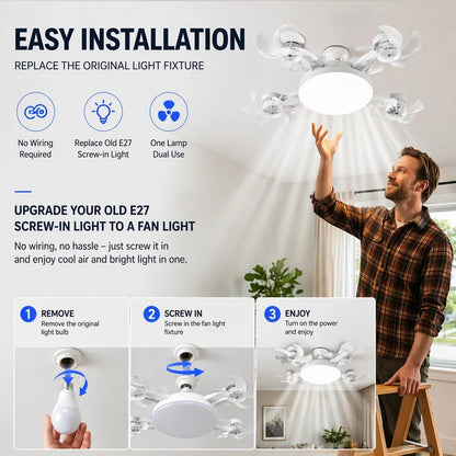 Smart LED Ceiling Fan Light • Ultra Quiet • Flicker-Free • Energy Saving • Space-Saving Design