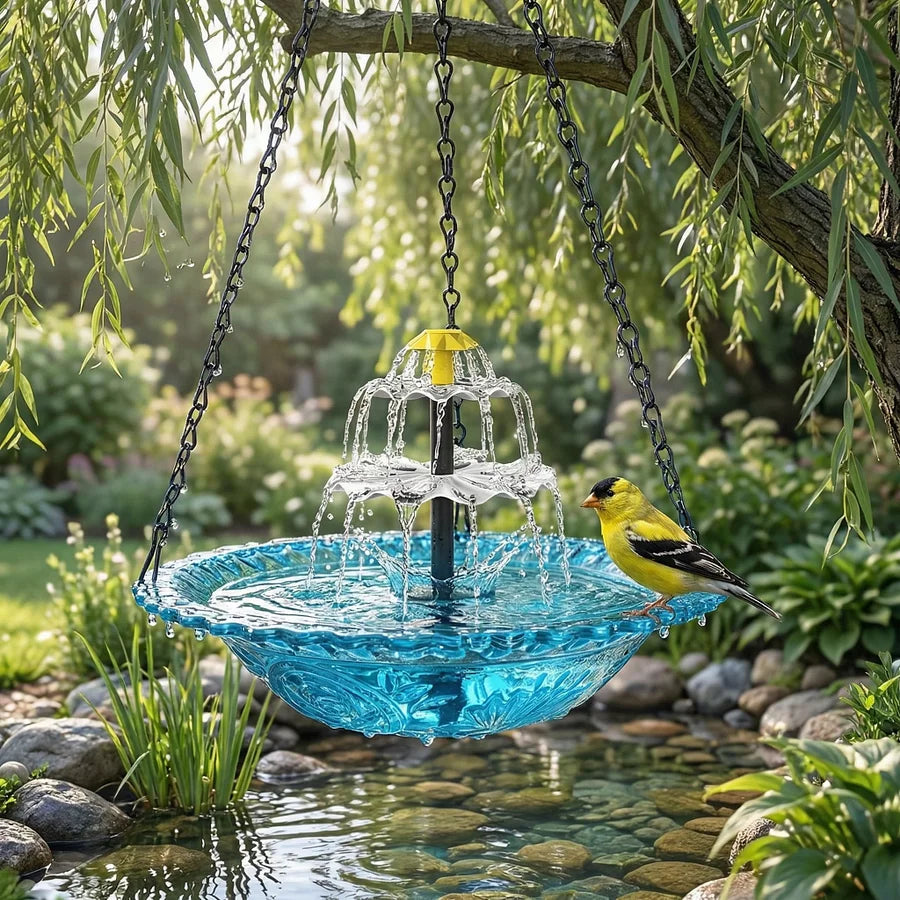 🌿✨ Solar Bloom Hanging Bird Bath Fountain – Thoughtful for Mother’s Day & Beyond