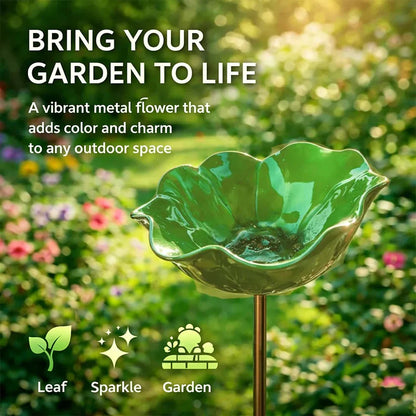 🎁Mother’s Day Gift 🐦 Handmade Metal Flower Garden Stake Bird Bath