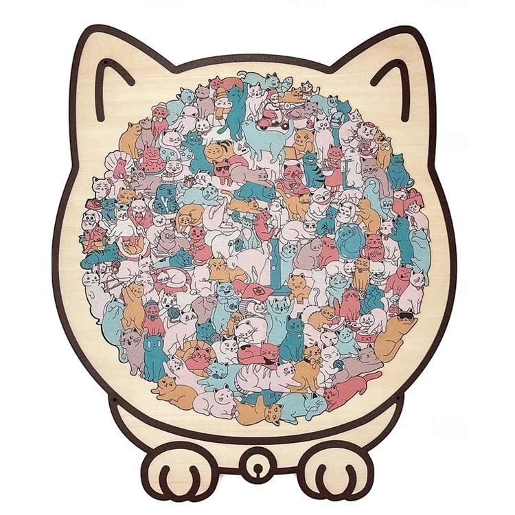 Cat-Shaped Wooden Puzzle