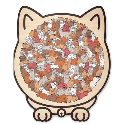 Cat-Shaped Wooden Puzzle