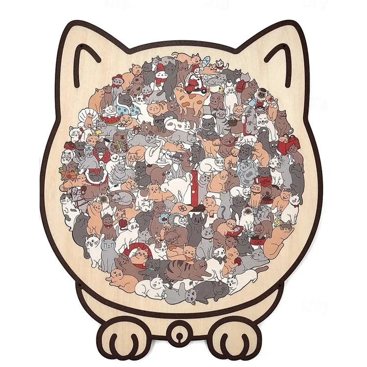Cat-Shaped Wooden Puzzle