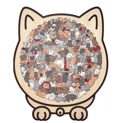 Cat-Shaped Wooden Puzzle