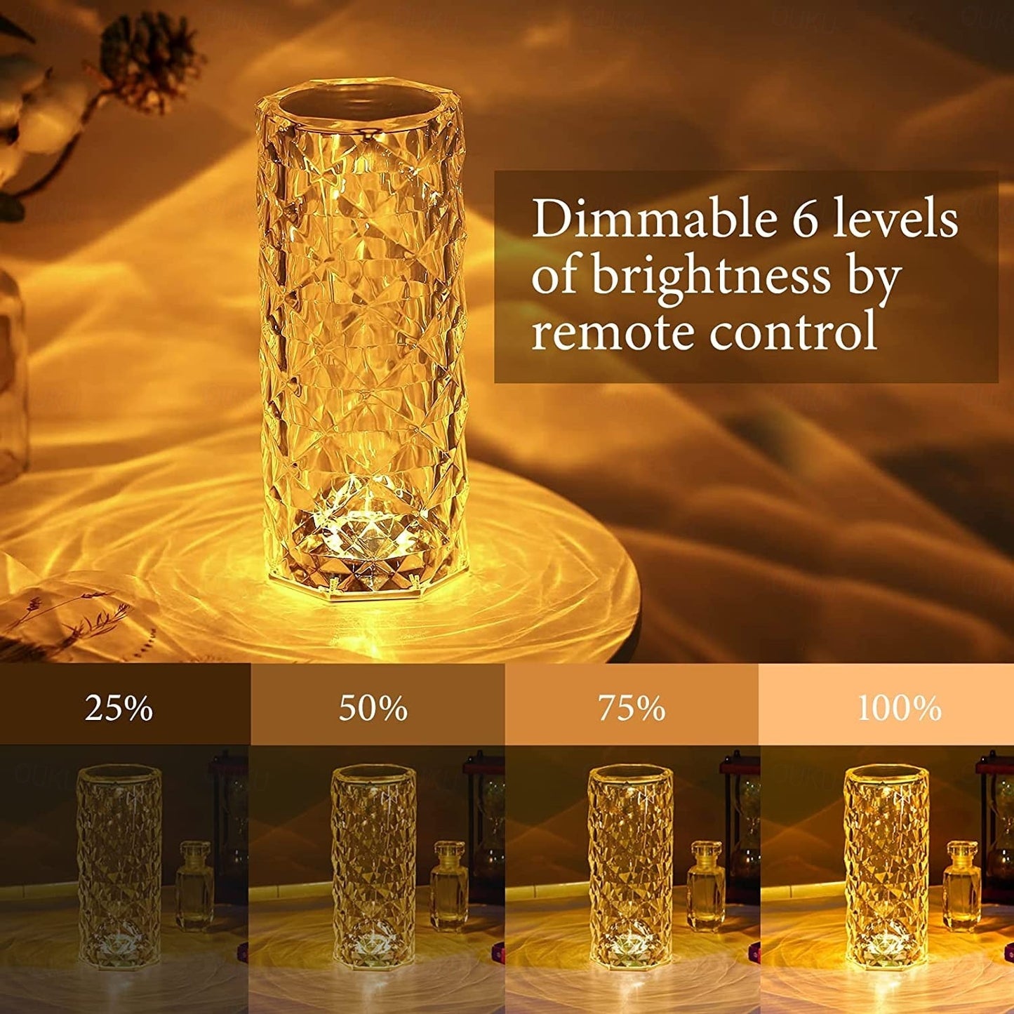 Rose Rays Crystal Lamp