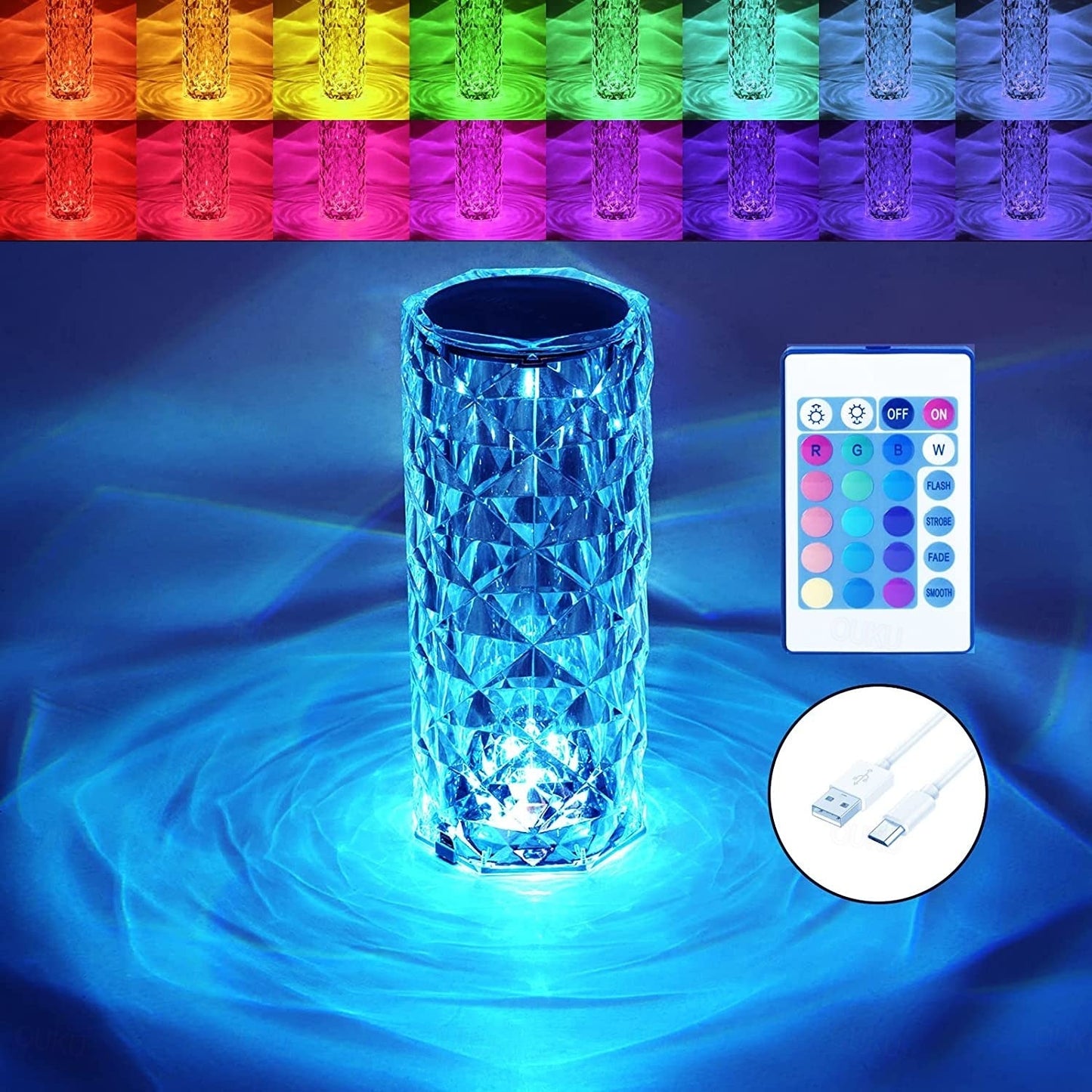 Rose Rays Crystal Lamp